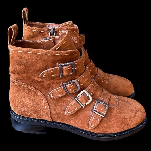 Aerosoles Arezzo Women's Size 10 buckle bootie faux suede brown boot - Picture 7 of 14